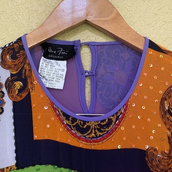 DIANE Freis Vintage 100% Silk Beaded Chinese Dynasty Cocktail !RARE! - Picture 7 of 13